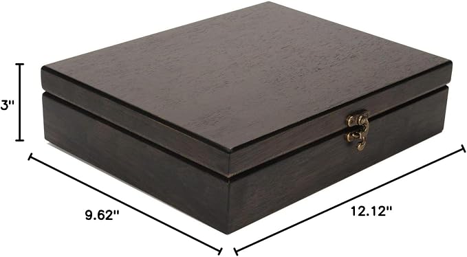 WE Games Old World Wooden Box with Brass Latch – Vintage-Style Wooden Keepsake Box for Jewelry & Trinket Storage, Black-Stained Finish