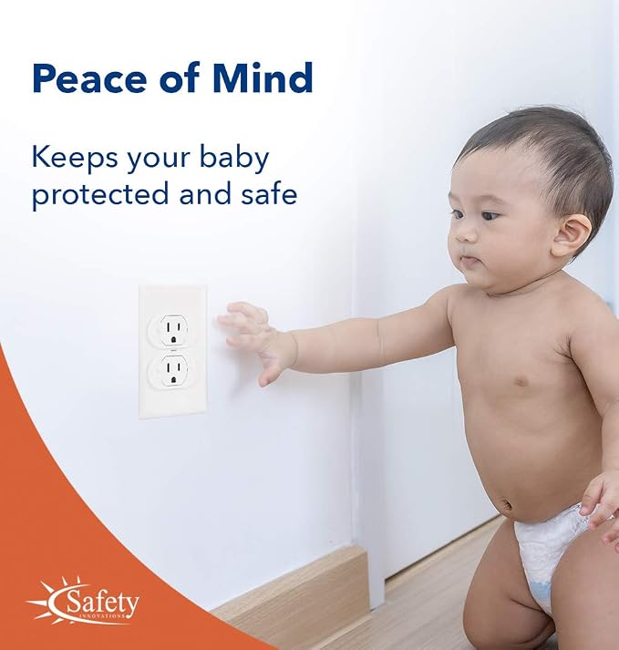 Safety Innovations, Ultimate Outlet Safety Cap, Baby Proofing Outlet Plugs, Child Safety Electrical Outlet Covers, Easy Installation, Protect Toddlers and Babies from Accidental Shock Hazard - 50 Pack