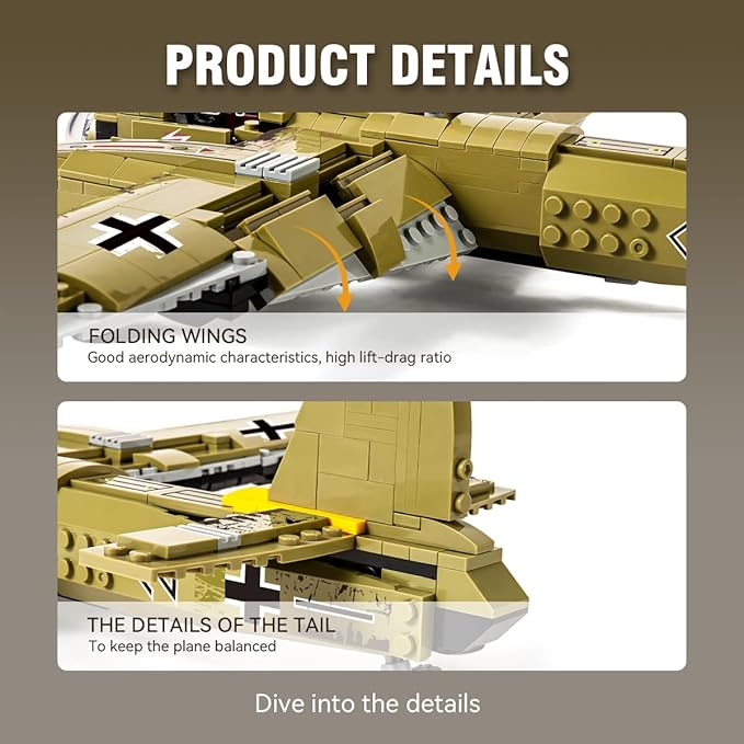 DAHONPA JU88 Bomber Plane Junker Aircraft Building Set [430pcs+] Classic German Fighter Models, Perfect for Holiday Gifts and Military Displays