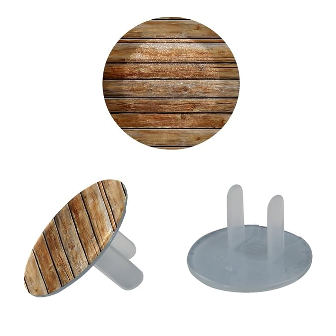 Outlet Covers (12/24 Pack)– Brown Wooden (1) Outlet Plug Covers – Baby Safety Child Proof