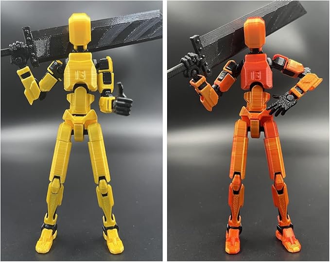 T13 Dummy Action Figure Set (Assembly Completed), 3D Printed Multi-Jointed Movable Titan 13 Lucky 13 Mobile Robot, Nova 13 Action Figures Desktop Decorations for Game Lovers Toy (Gold Pink
