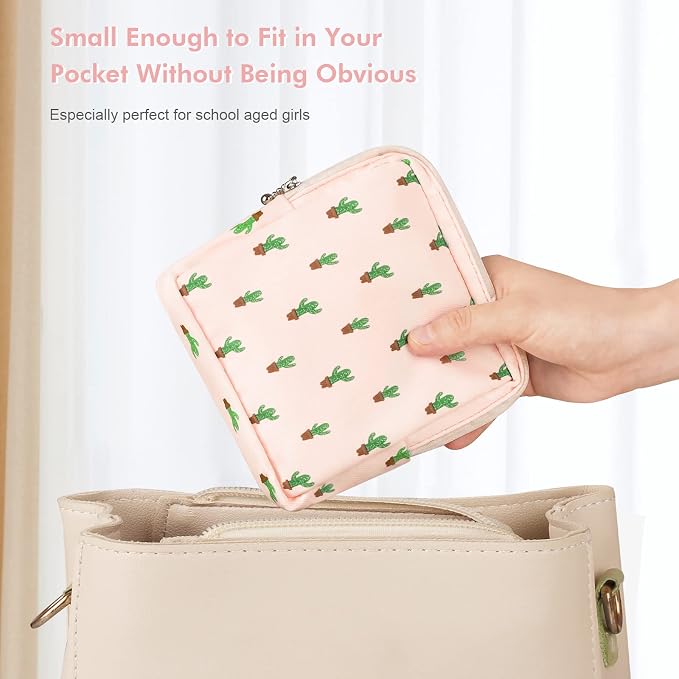 airogym 2 Pack Period Bag for Womens, Sanitary Napkin Storage Bag, Functional Waterproof Sanitary Pads Bags for Panty Liners, Tampons, Menstrual Cups Pouches, Sanitary Pads Organizer with Zipper
