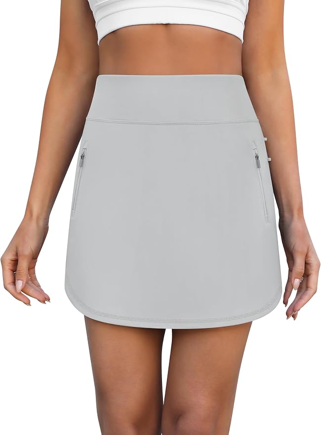 LouKeith Golf Skirts for Women Tennis Skirt with Zipper Pockets High Waisted Running Casual Athletic Skorts Built-in Shorts