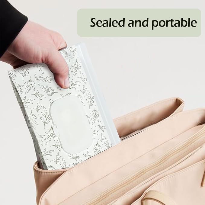 Baby Wipe Holder,Wipe Dispenser, 3-Pack Portable Refillable Wipe Container,Reusable Travel Baby Wipes Case, Waterproof and Dustproof, Wipe Holder for Diaper (Green)