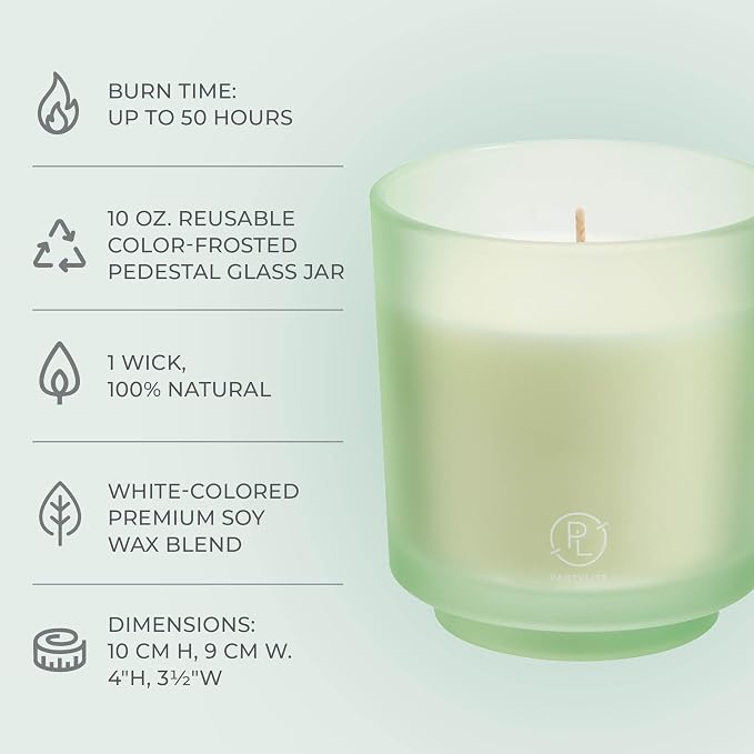 PartyLite Seagrass Eucalyptus Scented, Notes of Eucalyptus, Lemon, Seagrass & Driftwood, 10oz 1-Wick Aromatherapy Refillable Jar Candle, 50 Hour Burn Time, Sustainable Wax, Reusable Jar