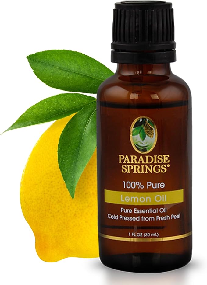Paradise Springs Lemon Oil Essential Oil, 100% Pure and Natural Lemon Essential Oil for Diffusers for Home Aromatherapy, Massage, Humidifiers, 1 fl oz (30ml)