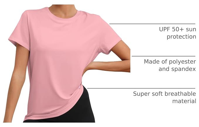 KevaMolly Workout Tops for Women UPF50+ Breathable Loose Fit Yoga T Shirts Short Sleeve Running Gym Athletic Tee Top