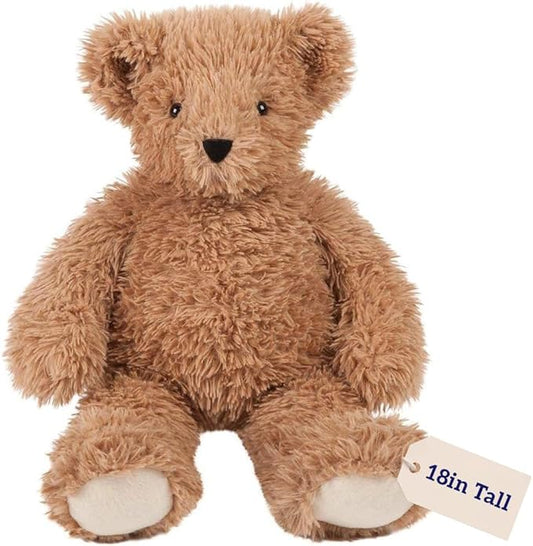 Vermont Teddy Bear Super Soft Almond Brown Teddy Bear – 18 Inch Plush Stuffed Animal to Sleep with, Cozy Bear Plush, Crafted in The USA