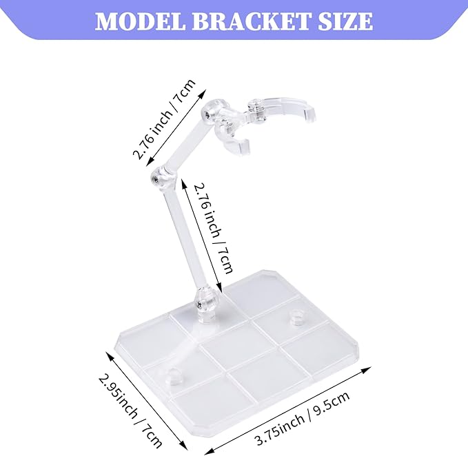 POMER Action Figure Stand, 5 Pcs Transparent Assembly Action Figure Display Holder Base Model Support Stand Compatible with 6" HG/RG/SD Gundam 1/144 Toy with Screwdriver