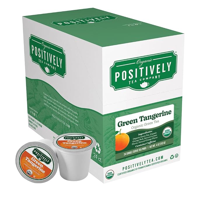 Organic Positively Tea Company, Green Tangerine Green Tea, K-Cup Compatible, 24 Pods