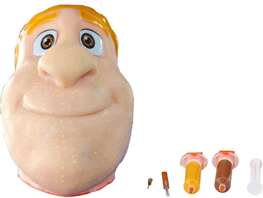Pimple Popping Toy, Realistic Silicone Face Acne Simulator with Tweezers for Stress Relief, Sensory Fidget Game Gift for Adults and Teens Office Home (Yellow Head with Yellow sebum)
