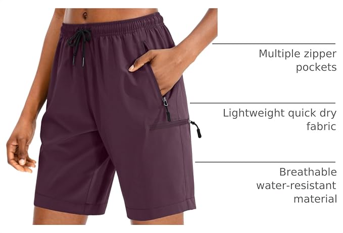 SANTINY Women's 5''/ 7''/9'' Hiking Cargo Shorts Quick Dry Lightweight Summer Shorts for Women Athletic Golf Zipper Pockets