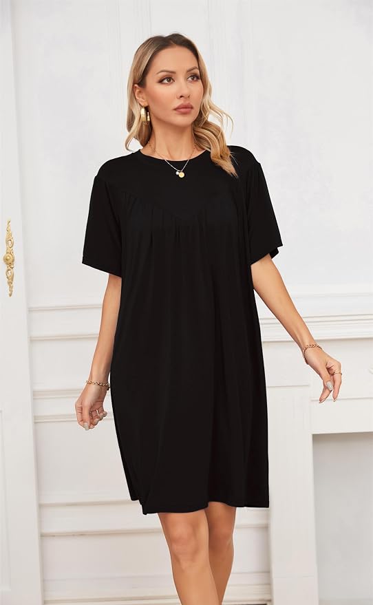 VintageClothing Nightgowns for Women Soft House Dresses Sleepshirts Short Sleeve Sleepwear Night Dress Moo Moo Nightgown