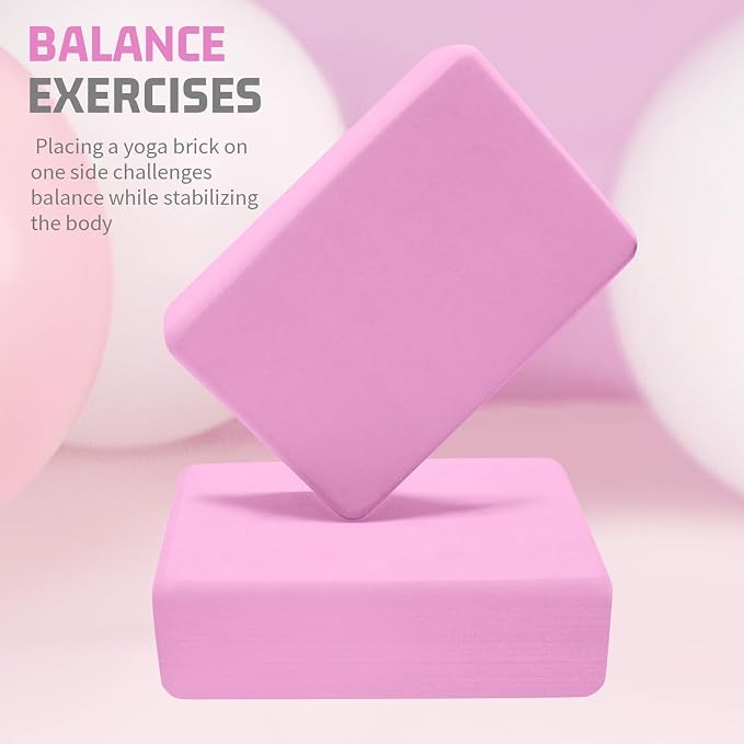 Yoga Blocks 4 Pack - Premium 3x6x9 IN EVA Foam Bricks for Pilates Workout, Stretching, Meditation | Non-slip and Lightweight Yoga Bricks for Flexibility, Balance, Spine Strength