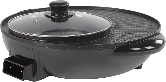 Hot Pot and Grill Combo Electric 2 in 1 Korean BBQ Grill Indoor Shabu Shabu Pot Electric Hot Pot with Grill for Hotpot BBQ, Barbecue & Grill (1350W)