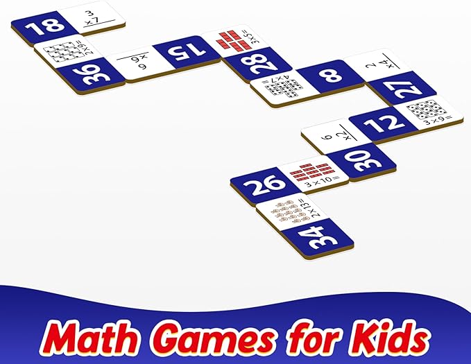 Multiplication Dominoes Set,Math Manipulatives Games for Kids,Counting Toy,Learning Games,Preschool Learning Activities,Homeschool Supplies,Kindergarten Classroom Must Haves,1st 2nd 3rd Grade