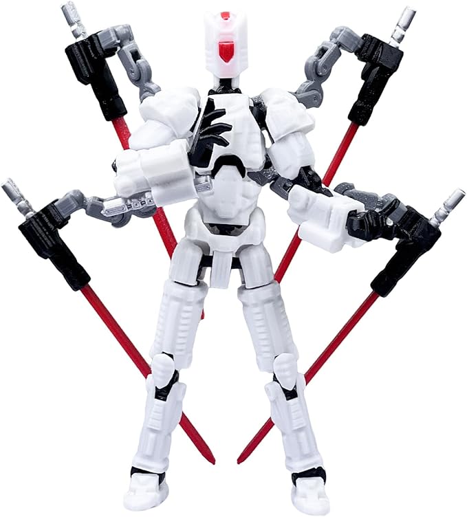 Assembly Completed T13 Action Figure,3D Printed Multi-Jointed Movable T 13, Nova 13 Action Figures Desktop Decorations for Game Lovers Toy (White)