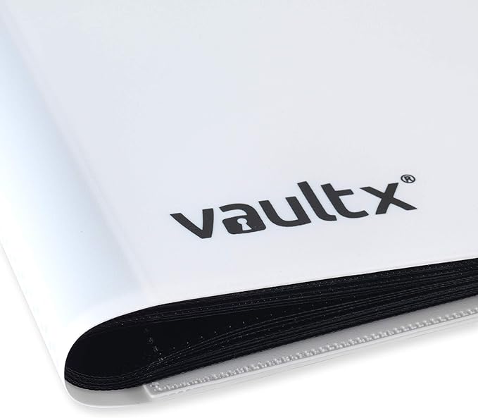Vault X 9 Pocket Standard Strap Binder, Holds 360 Trading Cards in 20 Side-Loading Pages (White)