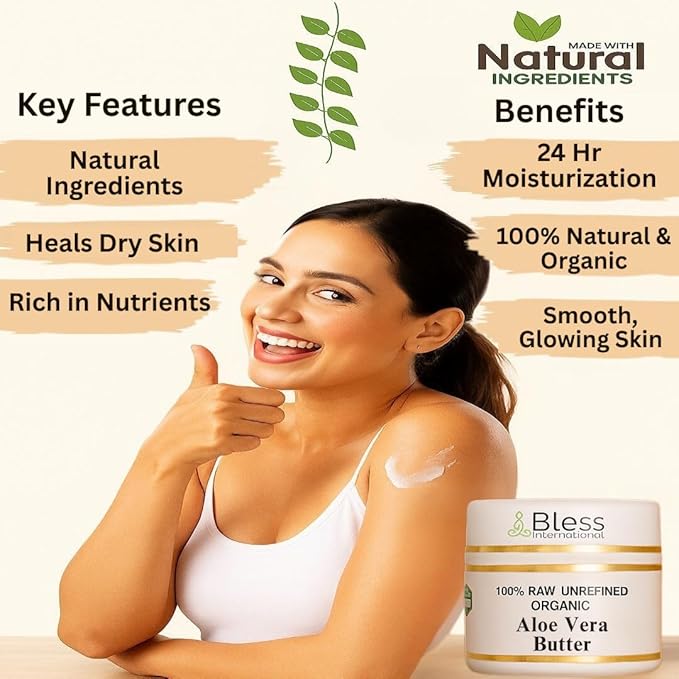 Organic Raw Aloe Vera Butter 100% Pure,Natural & Unrefined| Skin Moisturizer For Face, Body & Hair| 4 OZ/115 GM Ivory / White Grade A | DIY Creams, Balms, Lotions, Soaps| Softens Dry & Tough Skin