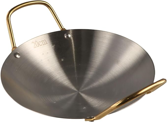 Stainless Steel Wok Household Korean Round Bottom Saucepan Traditional Frying Pan Multi- Cooking Wok Iron Soup Pot for Chinese Style Stir-Fry