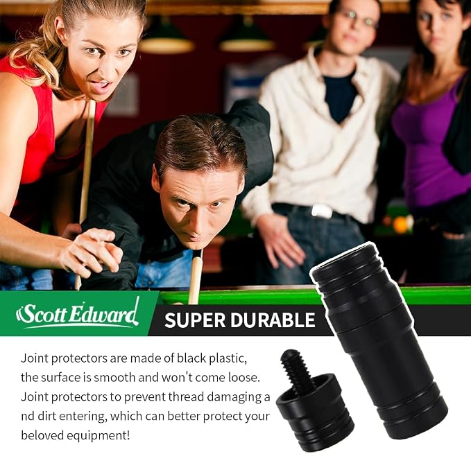 3 Pair Billiard Stick Joint Protectors, 5/16" x 3/4/8/9//10/11/14/18， Pool Cue Stick Protectors Threaded Joint Protectors Plastic Billiards Equipment