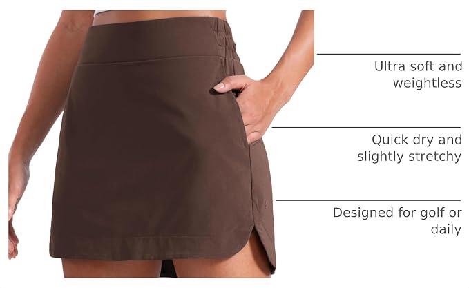 CRZ YOGA High Waisted Dolphin Golf Skirt | Built-in Shorts with Pockets, Quick-dry, Tennis, A Line, Mini, Skort for Women
