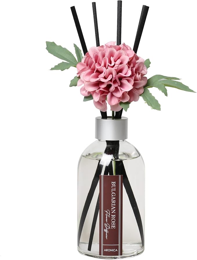 Aronica Flower Air Fresheners For Home, Sweet Rose Scent Room Non Plug In, Desk Reed Diffuser, Pink Air Freshener For Bathroom
