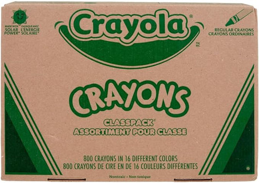 Crayola Bulk Crayon Classpack - 800ct (16 Colors), Bulk Teacher Supplies & Classroom Essentials for School, Arts & Crafts Crayons for Kids, Ages 3, 4, 5