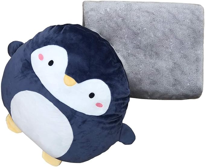 Hofun4U Penguin Stuffed Animal 16 Inch, Blanket in Cute Plush Pillow, Girls Boys Gifts for Birthday Christmas, Travel