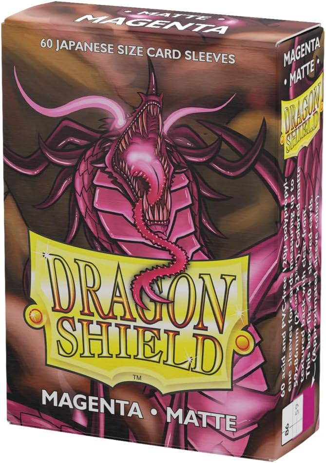 Dragon Shield | Japanese Size Card Matte Sleeves | 60 CT - Smooth & Tough Premium TCG Sleeves - Compatible with Yu-Gi-Oh, Naruto, Cardfight & Vanguard | Magenta