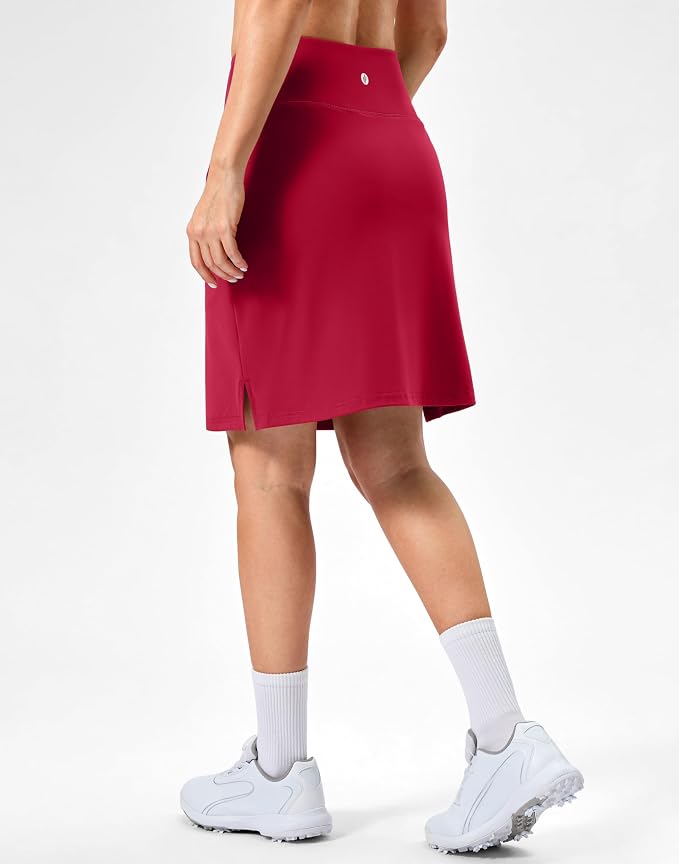 20" Skorts with 3 Pockets | Knee Length, High waisted, Slit Side, Casual, Summer, Travel, Athletic, Tennis, Golf, Skirts for Women