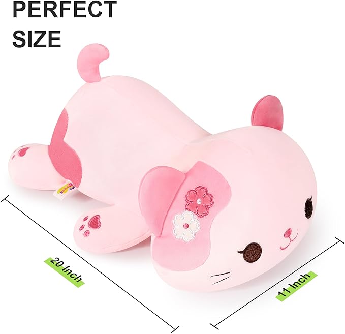 Onsoyours Original Sakura Cat Plushies Cute 20 inch Plush Toy Kitten Stuffed Animal Soft Pillow Kawaii Kitty Plushie Gift for Kids & Adults (Sakura Cat, 20")
