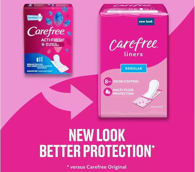 Carefree Acti-Fresh Body Shape Regular To Go Pantiliners - 54 Liners, Pack of 5