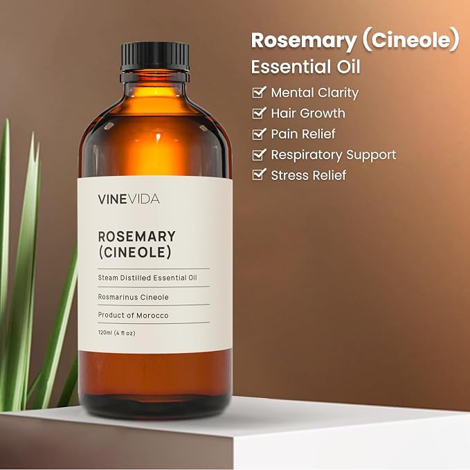 VINEVIDA Rosemary Essential Oil - Undiluted Rosemary Oil - Rosemary Candle Oil Scent - DIY Candle Scents for Candlemaking - Bulk Essential Oil for Soap Making