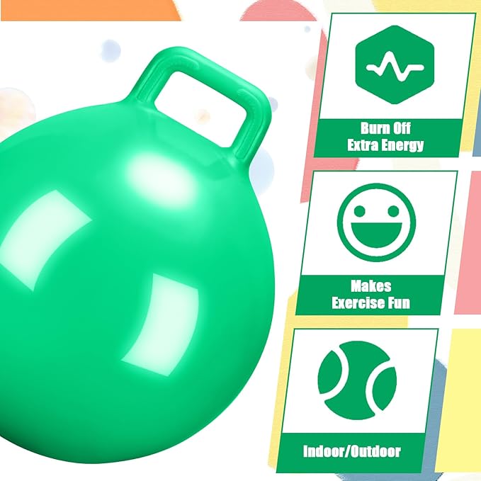 Kids Bouncy Hopper Ball with Handle Jumping Hopping Exercise Balls for Toddlers Boys Girls Indoor Outdoors Sports School Games Exercise Gifts(18 Inch,Green)