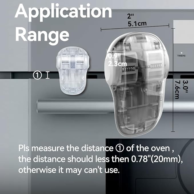 EUDEMON Child Safety Heat-Resistant Oven Door Lock, Oven Front Lock for Kids Easy to Install, Use Adhesive,No Screws or Drill (1 Pack,Clear-White)(Only for Flat Surface)