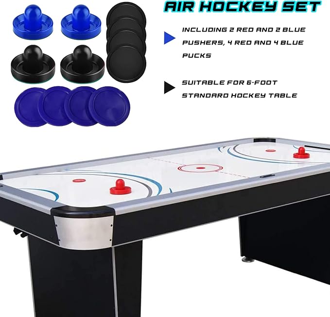 Air Hockey Pushers and Pucks - Air Hockey Paddles and Goal Handles Replacement Accessories for Game Tables (4 Pushers, 8 Pucks)