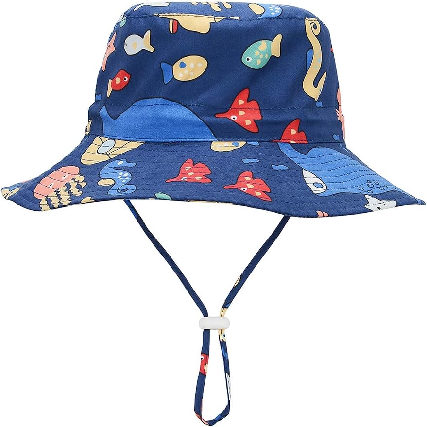 Baby Sun Hat UPF 50+ Sun Protective Toddler Bucket Hat Summer Kids Beach Hats Wide Brim Outdoor Play Hat for Boys Girls