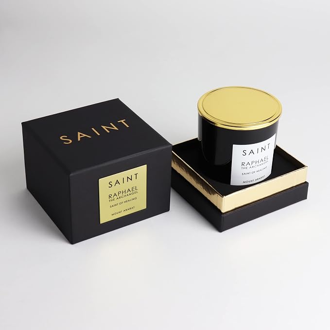 SAINT Raphael The Archangel Scented Candle with Prayer and Prayer Coin | Soy Coconut Aromatherapy Candle with 50 Hour Burn Time