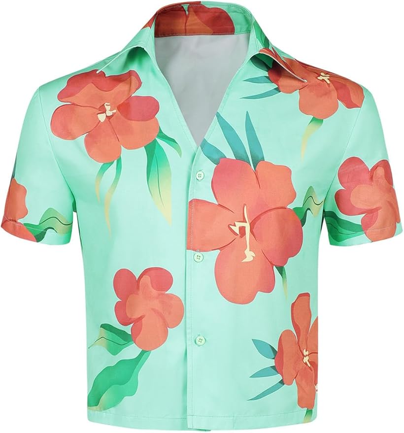 Mens Boys Anime Cosplay Costume Shirt Mens Short Sleeve Button Top