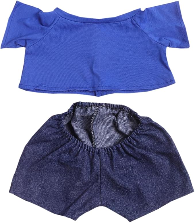 14"-18" Stuffed Animal Clothes T-Shirt Jeans Make Your Own Stuffed Animals Dress Up Accessories (Blue)