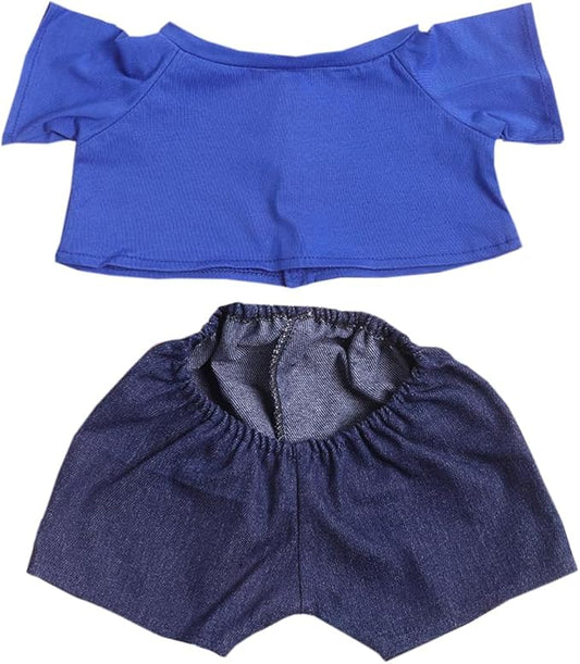 14"-18" Stuffed Animal Clothes T-Shirt Jeans Make Your Own Stuffed Animals Dress Up Accessories (Blue)