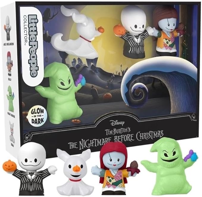 Little People Collector Disney Tim Burton’s the Nightmare Before Christmas Special Edition Set for Adults and Fans, 4 Figures