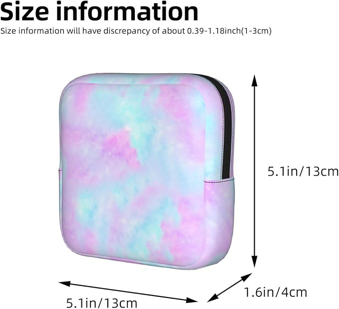 Pink Tie Dye Period Bag For Women,Portable Sanitary Napkin Period Pad Pouch For Purse, Small Make Up Bags