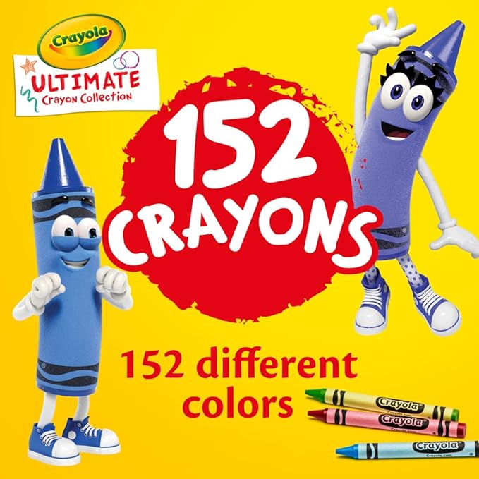 Crayola Ultimate Crayon Box Collection (152ct), Bulk Kids Crayon Caddy, Classic & Glitter Colors, Coloring Book Supplies, Gift for Kids, Ages 3, 4, 5