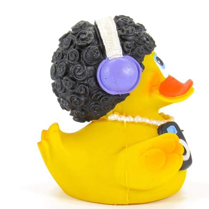 DJ Rubber Duck Bath Toy | All Natural, Organic, Eco Friendly, Squeaker | Lanco Brand | Imported from Barcelona, Spain