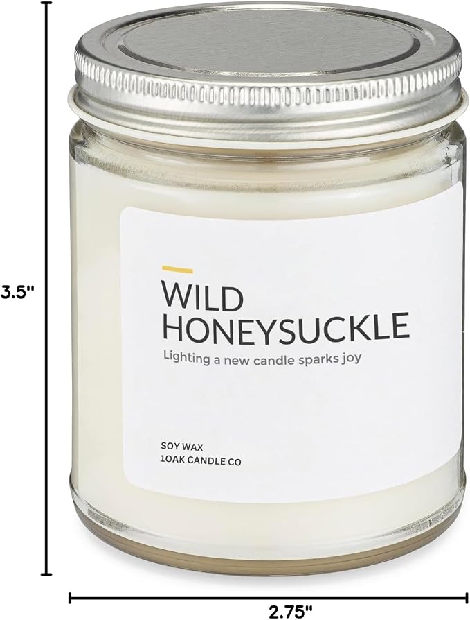 1OAK Honeysuckle Candle - Soy Wax Scented Candles (Wild Honeysuckle) - Soy Candles for Home Scented - Long Burning Premium - Hand-Poured (7oz.)