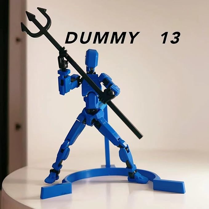 Dummy 13 Assembly Complete Action Figure,Luck 13 Multi-Jointed Articulated Model with Magnetic Base, Interchangeable Hands & Weapon Accessories for Desk Display, Titan 13, 3 Pces (Yellow-Orange-Blue)