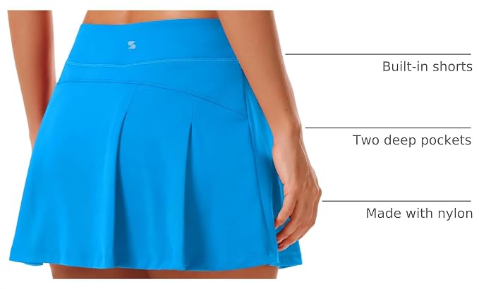 Stelle Women Tennis Skirt High Waisted Athletic Golf Skorts with Pockets | Tummy Control, Built-In Shorts, Deep Pockets, Pleated, Breathable, Lightweight, Tennis, Golf, Pickleball, Running, Workout