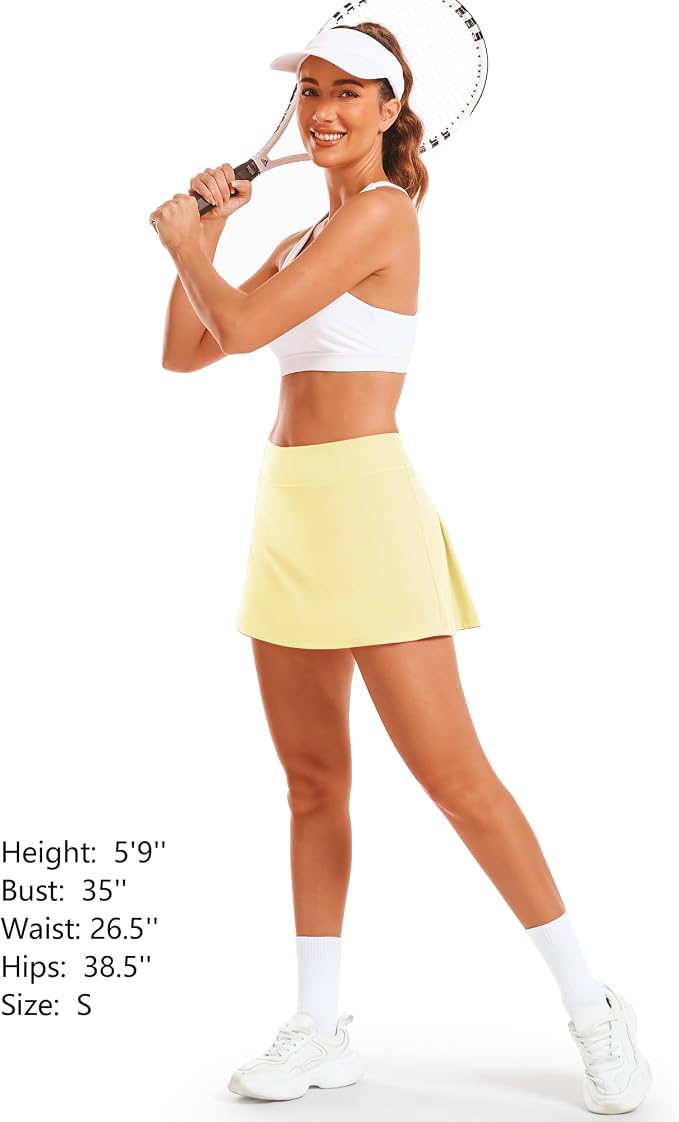 Stelle Women Tennis Skirt High Waisted Athletic Golf Skorts with Pockets | Tummy Control, Built-In Shorts, Deep Pockets, Pleated, Breathable, Lightweight, Tennis, Golf, Pickleball, Running, Workout